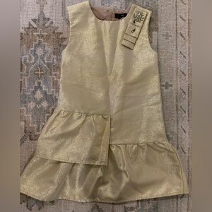 Imoga Shimmering Gold Dress with Floral Embellishment